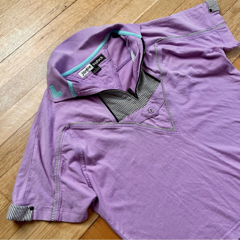 Vintage 80s/90s lavender purple zip polo S